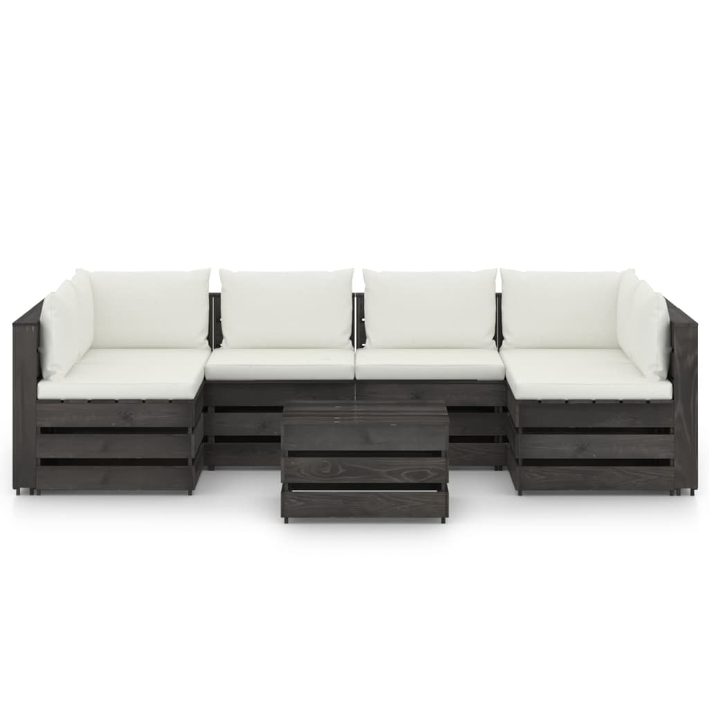 

vidaXL 7-delige Loungeset met kussens grijs geïmpregneerd hout