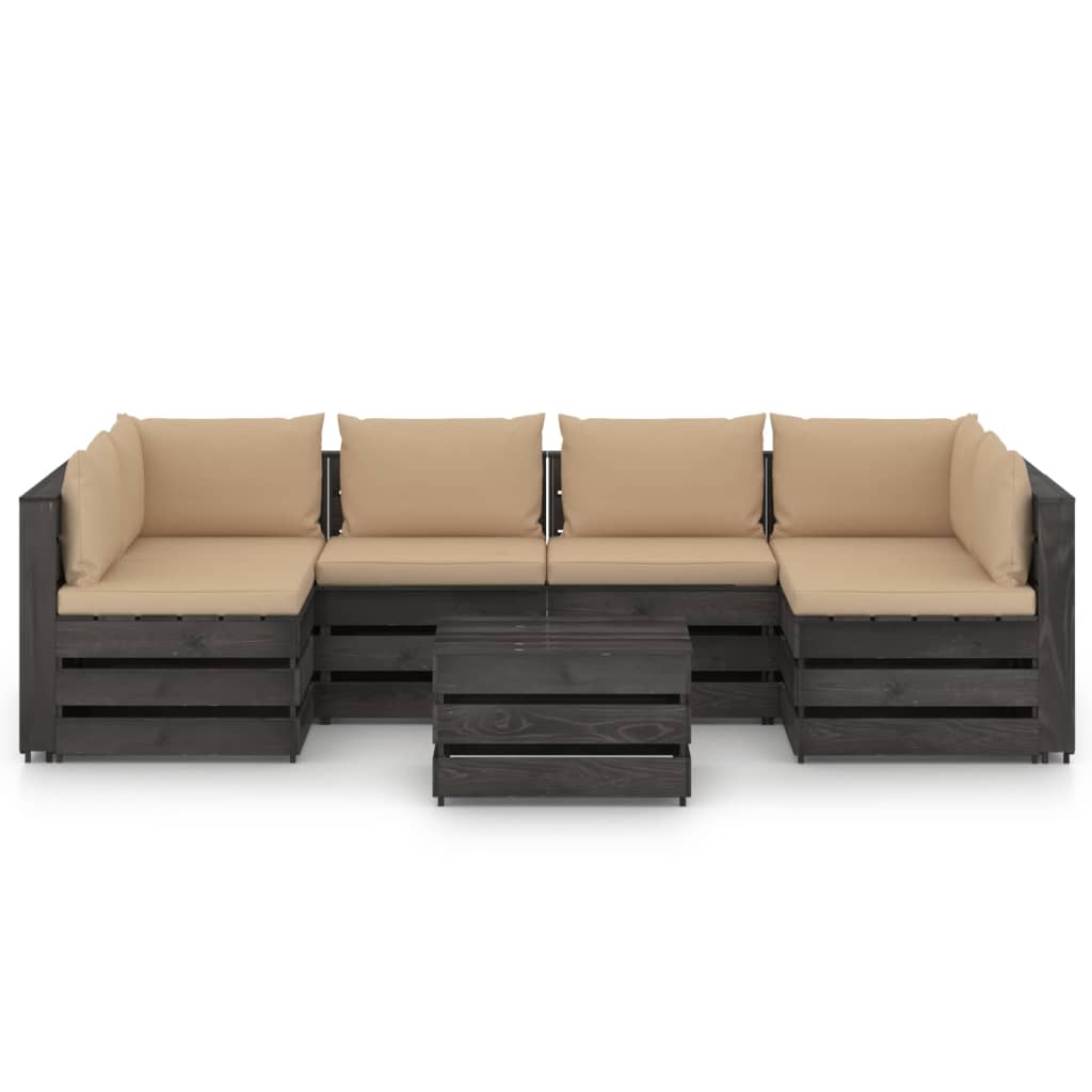 

vidaXL 7-delige Loungeset met kussens grijs geïmpregneerd hout