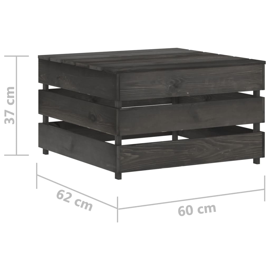 9-delige Loungeset met kussens grijs geïmpregneerd hout