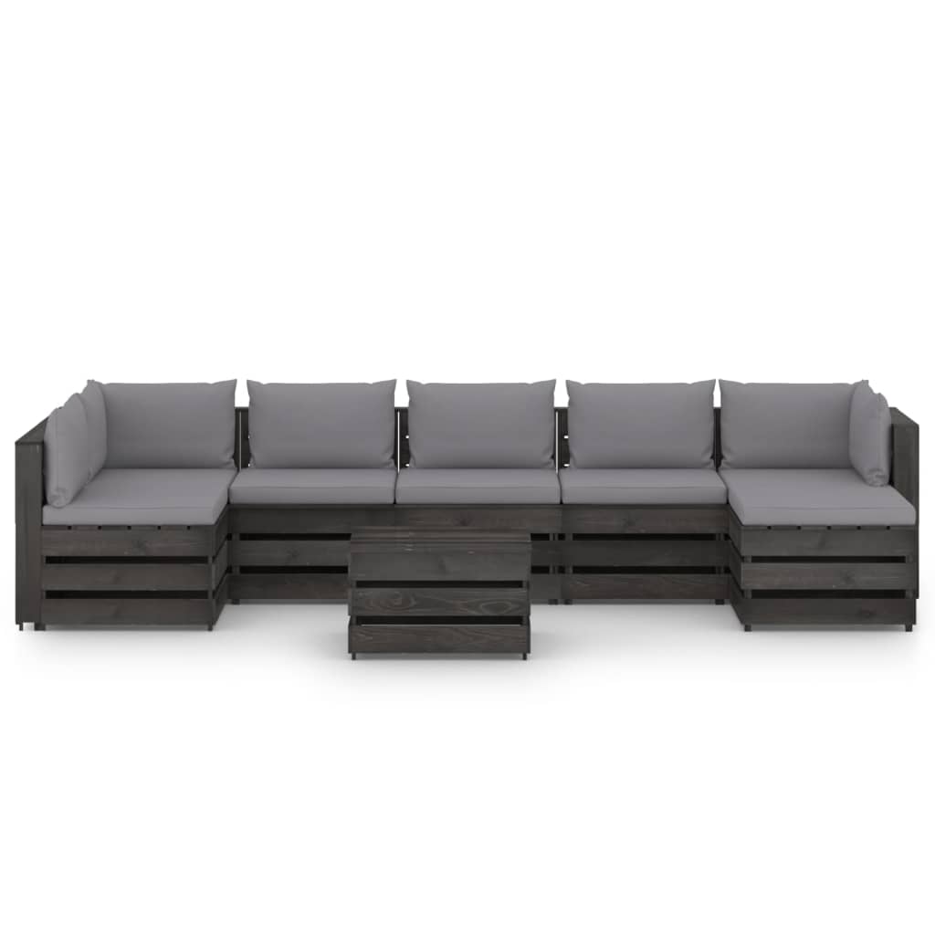 vidaXL Set mobilier grădină cu perne, 8 piese, gri, lemn tratat vidaXL imagine noua