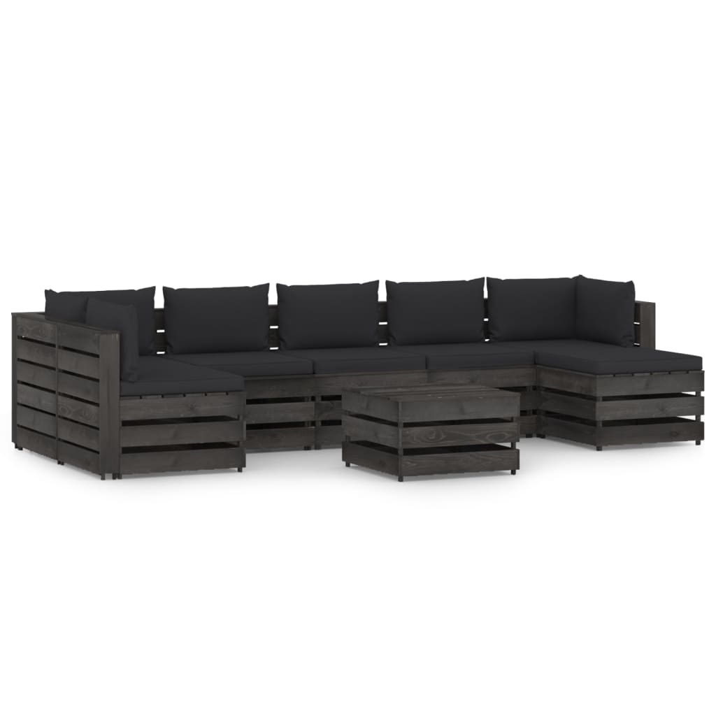 vidaXL Set mobilier de grădină cu perne, 8 piese, gri, lemn tratat Gradina imagine noua