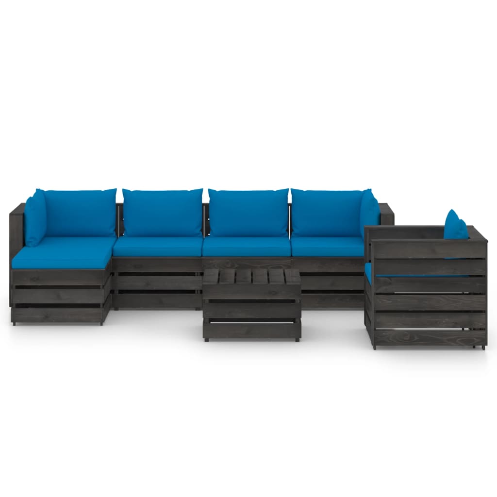 

vidaXL 7-delige Loungeset met kussens grijs geïmpregneerd hout