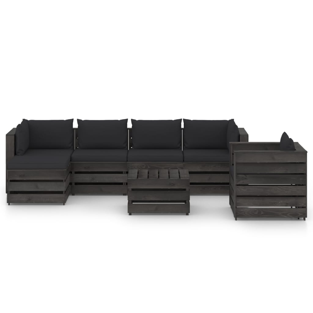 

vidaXL 7-delige Loungeset met kussens grijs geïmpregneerd hout