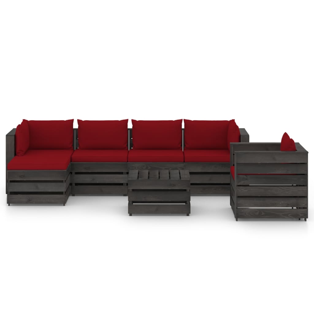 

vidaXL 7-delige Loungeset met kussens grijs geïmpregneerd hout