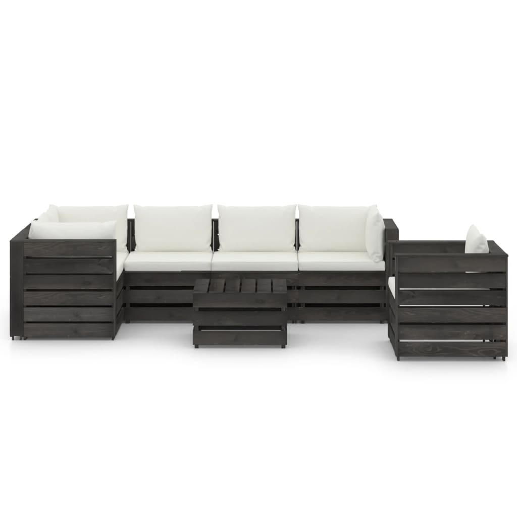 

vidaXL 7-delige Loungeset met kussens grijs geïmpregneerd hout