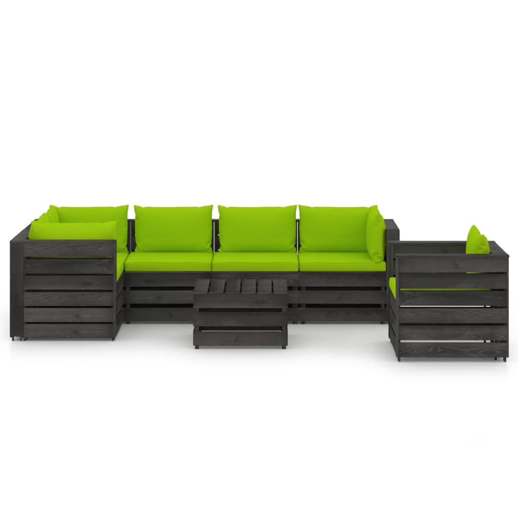 

vidaXL 7-delige Loungeset met kussens grijs geïmpregneerd hout
