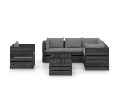 vidaXL 8 pcs conj. lounge jardim + almofadões madeira impreg. cinzento