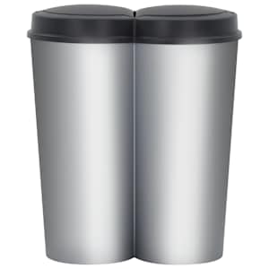 vidaXL dobbelt affaldsspand 50 L s&oslash;lvfarvet og sort