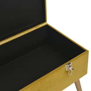 Lavice s úložným prostorem 80 cm hořčicově žlutá samet - obrázek 6