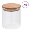 vidaXL klaasist s&auml;ilituspurgid, bambusest kaanega, 6 tk, 600 ml