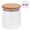 vidaXL klaasist s&auml;ilituspurgid, bambusest kaanega, 10 tk, 600 ml