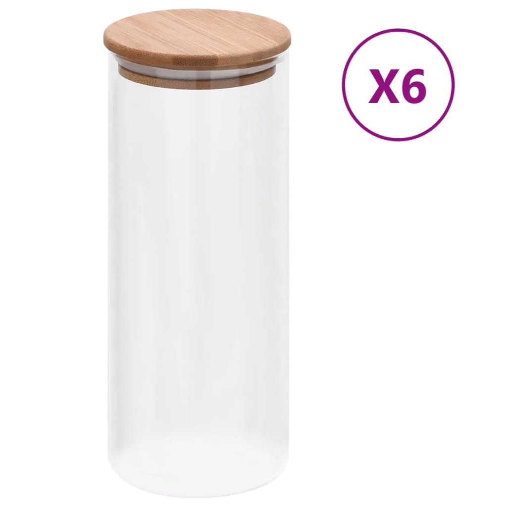 #3 - vidaXL opbevaringsglas med bambuslåg 6 stk. 1000 ml