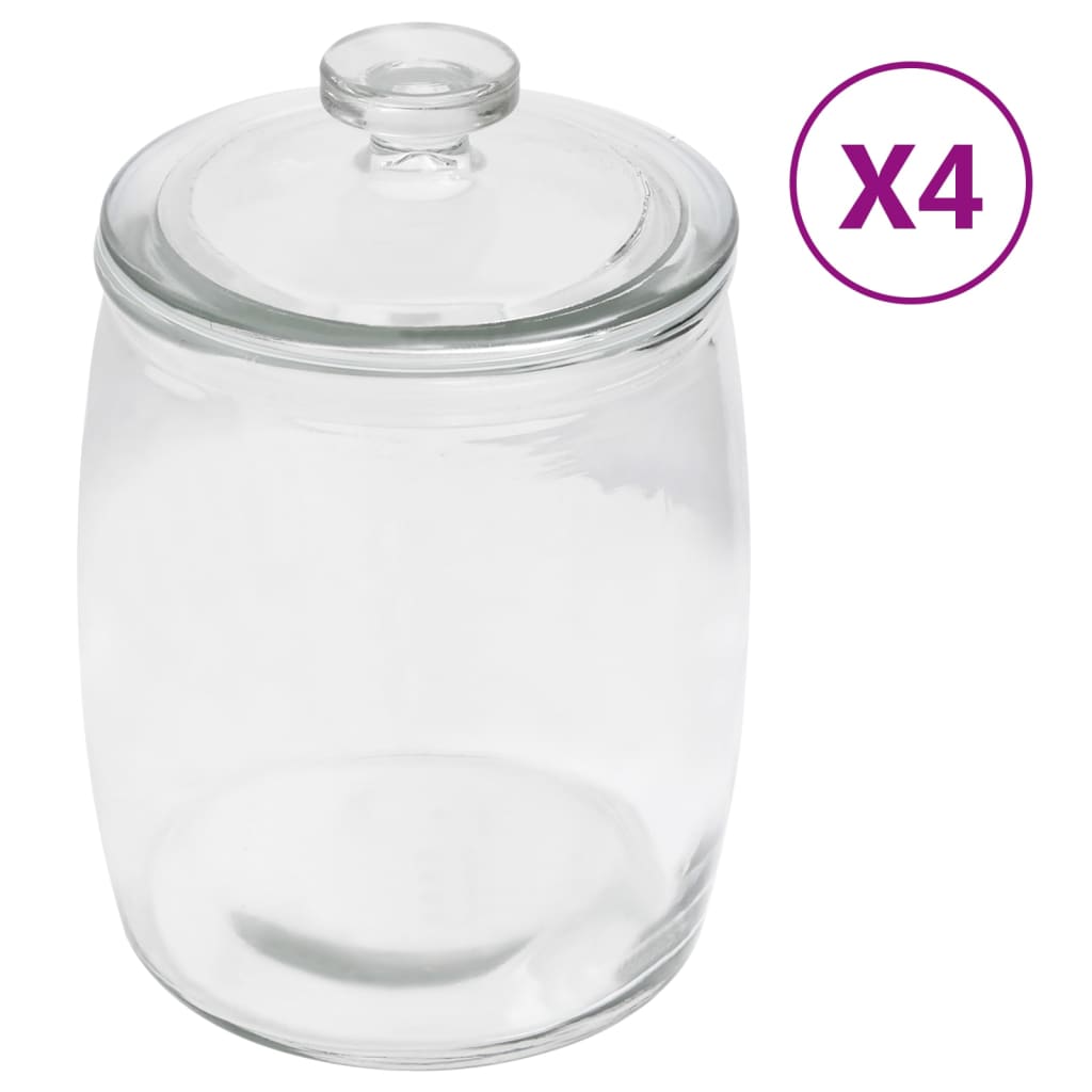 vidaXL Borcane de depozitare din sticlă, capac, 4 buc., 3850 ml vidaXL