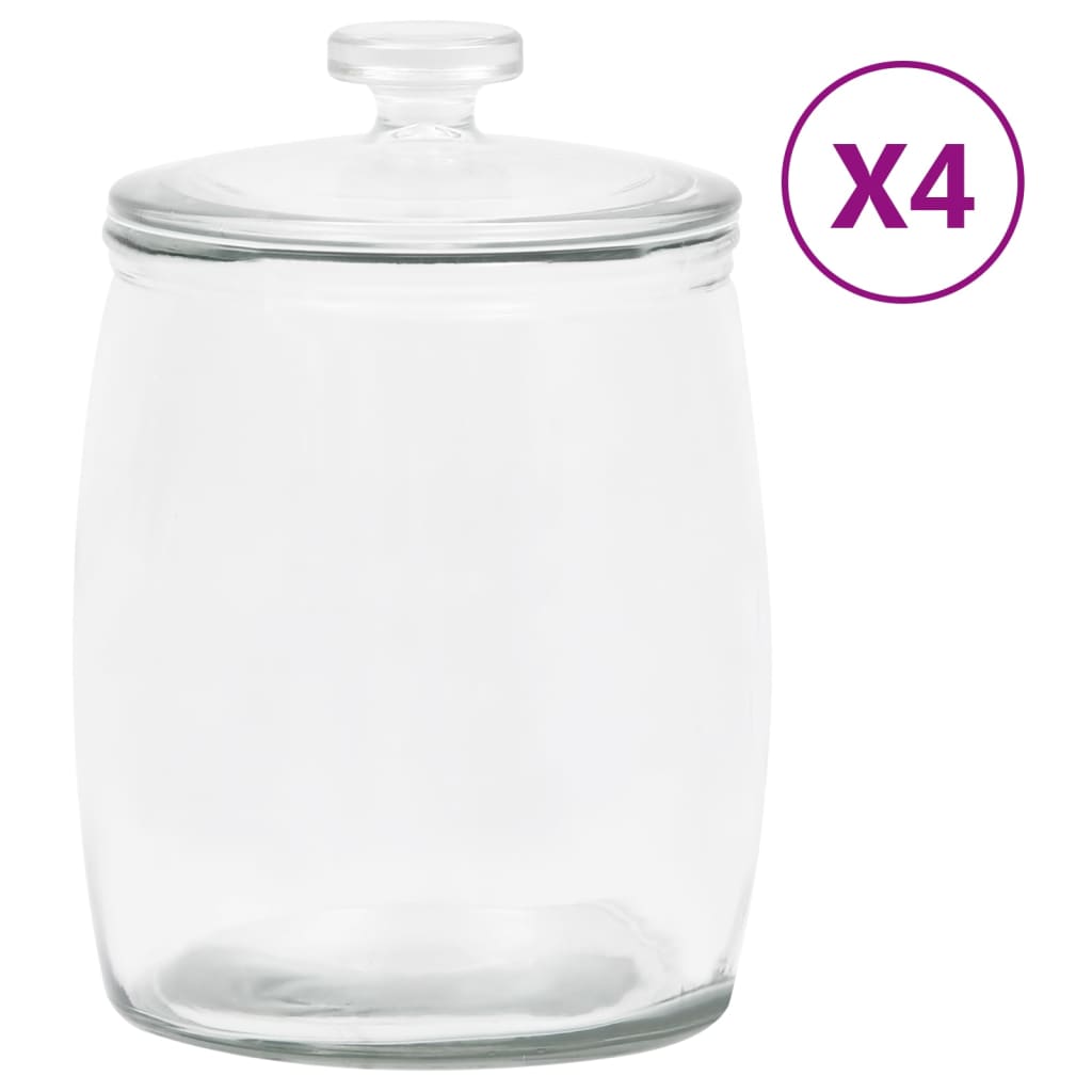 vidaXL Lasiset säilytyspurkit kansilla 4 kpl 8000 ml