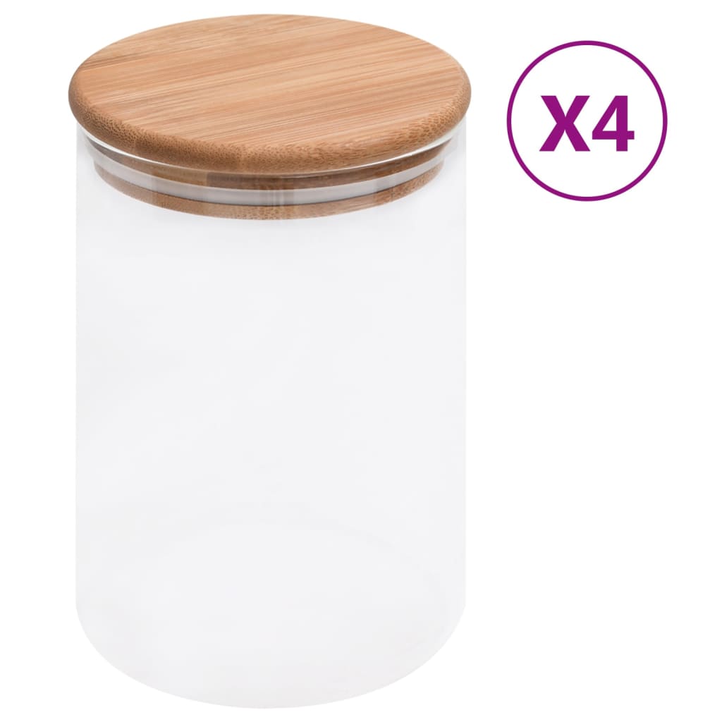 6: vidaXL opbevaringsglas med bambuslåg 4 stk. 800 ml