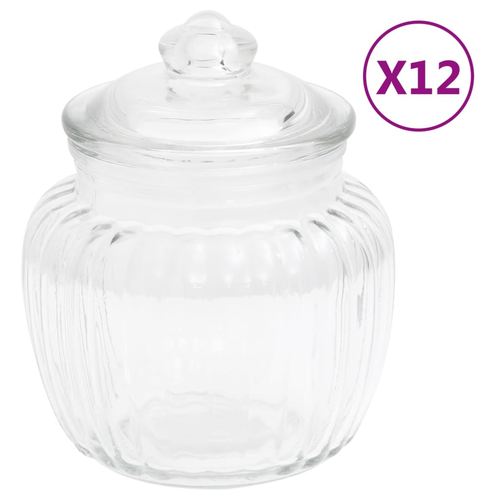 vidaXL Borcane depozitare, 12 buc., 500 ml, sticlă vidaxl.ro
