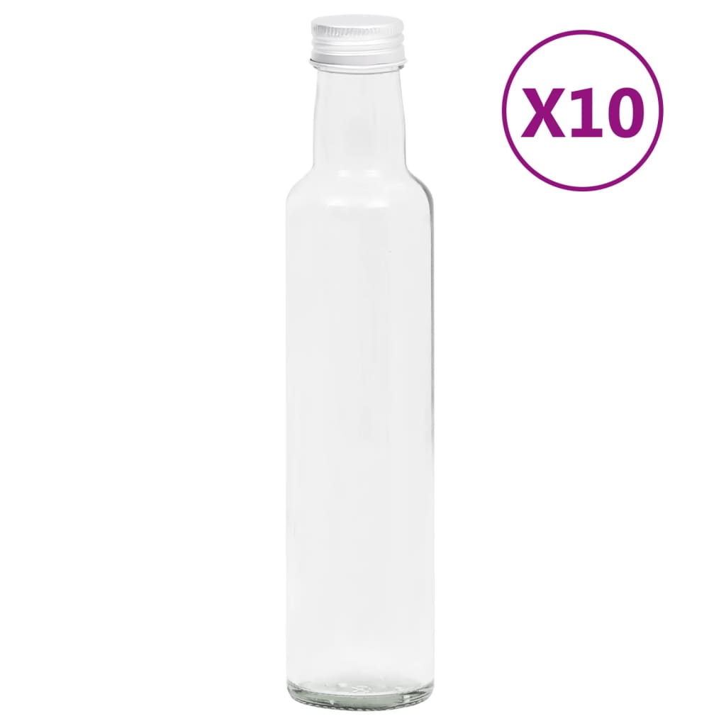 vidaXL Sticle mici, capace cu filet, 10 buc., 260 ml vidaXL