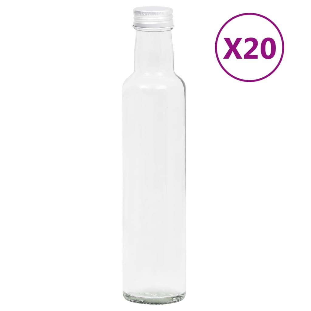 vidaXL Sticle mici, capace cu filet, 20 buc., 260 ml vidaXL