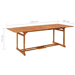 Zahradní jídelní stůl 220 x 90 x 75 cm masivní akáciové dřevo - obrázek 6
