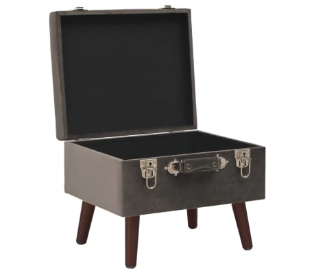 vidaXL Daiktadėžė-taburetė, pilkos spalvos, 40cm, aksomas