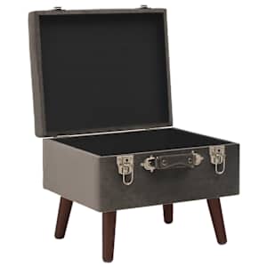 vidaXL Daiktadėžė-taburetė, pilkos spalvos, 40cm, aksomas