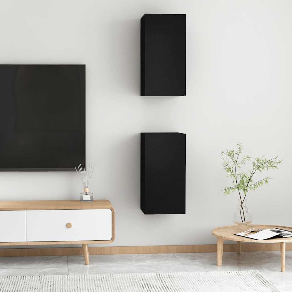 vidaXL Tv-meubels 2 st 30,5x30x60 cm bewerkt hout zwart afbeelding