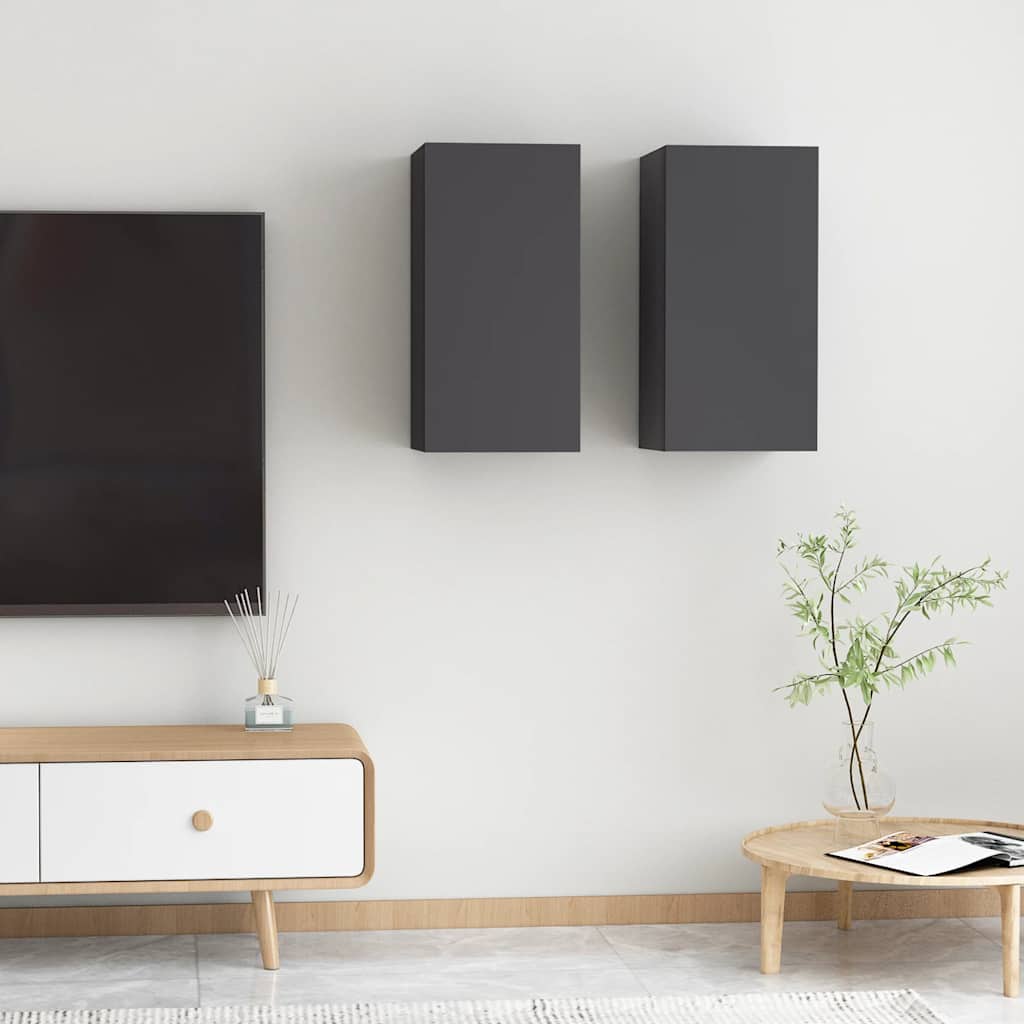 vidaXL Comode TV, 2 buc., gri, 30,5x30x60 cm, PAL vidaxl.ro