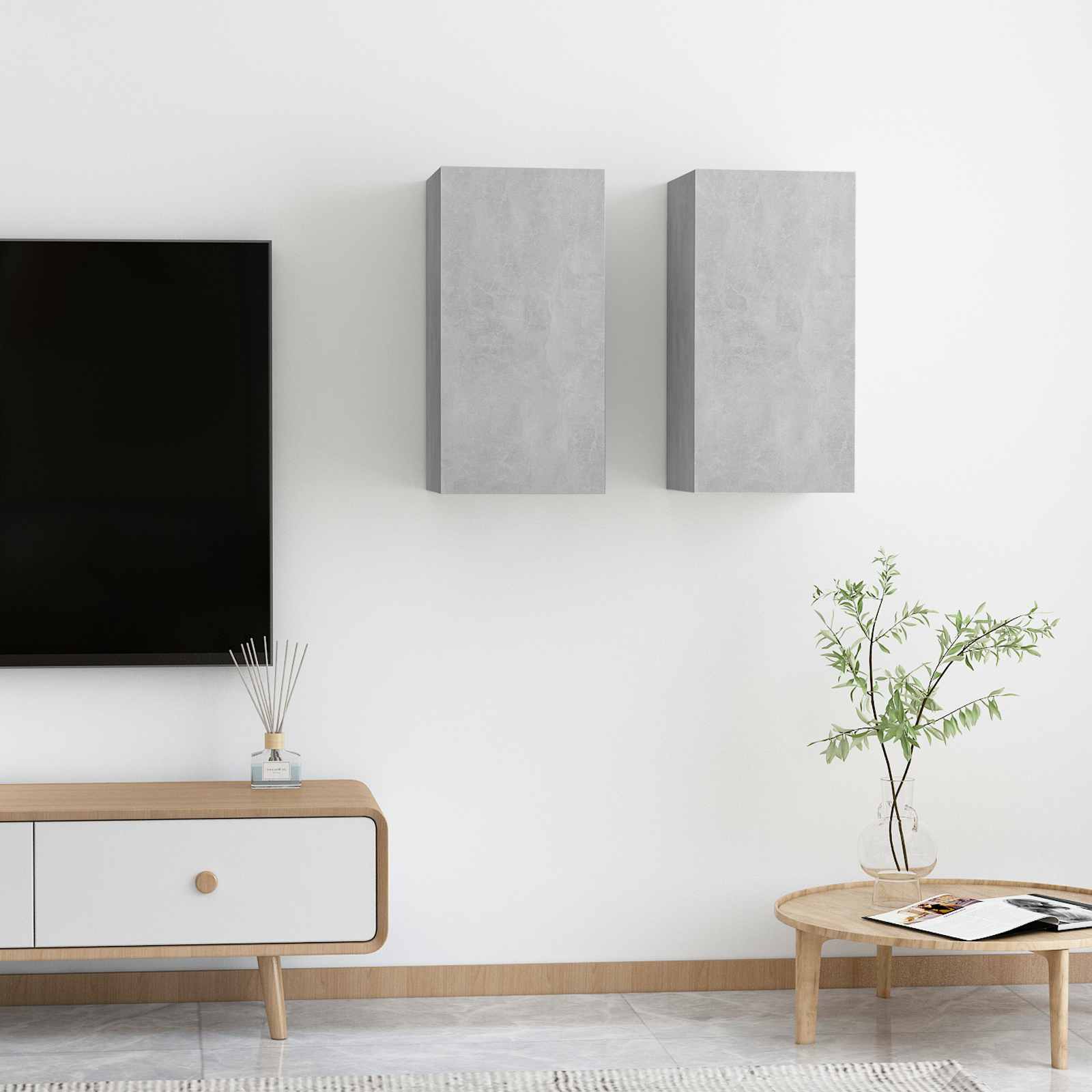 vidaXL tv-borde 2 stk. 30,5x30x60 cm konstrueret træ betongrå