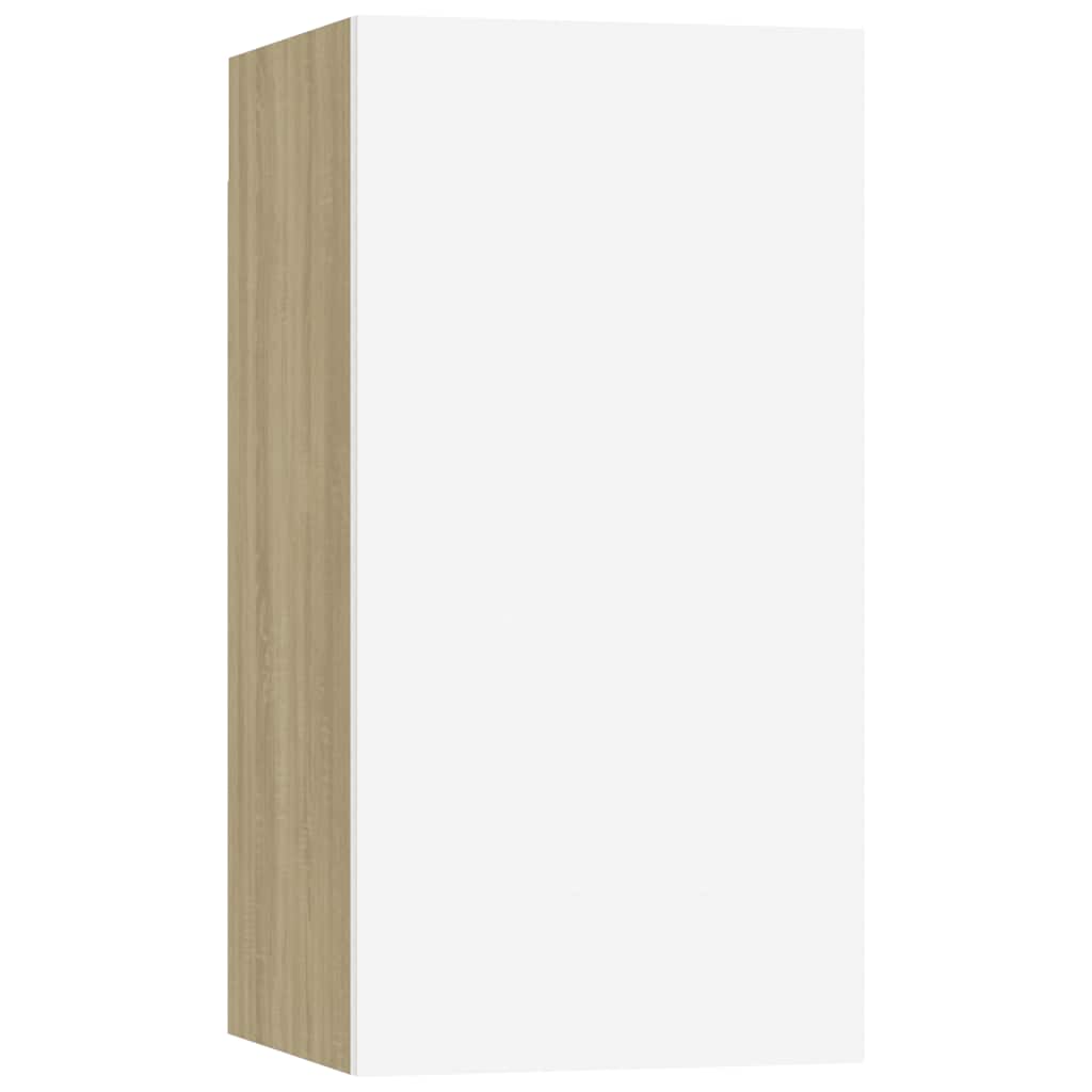 

vidaXL TV Cabinet White and Sonoma Oak 12"x11.8"x23.6" Engineered Wood