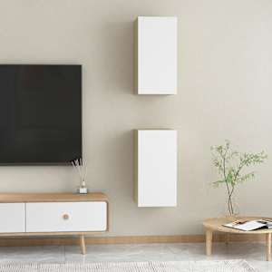TV stolky 2 ks bílé a dub sonoma 30,5x30x60 cm kompozitní dřevo - obrázek 3