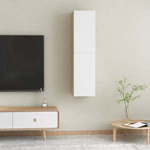 TV stolky 2 ks bílé a dub sonoma 30,5x30x60 cm kompozitní dřevo - obrázek 4