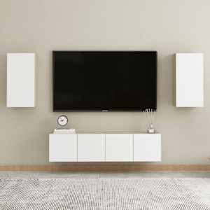 TV stolky 2 ks bílé a dub sonoma 30,5x30x60 cm kompozitní dřevo - obrázek 6