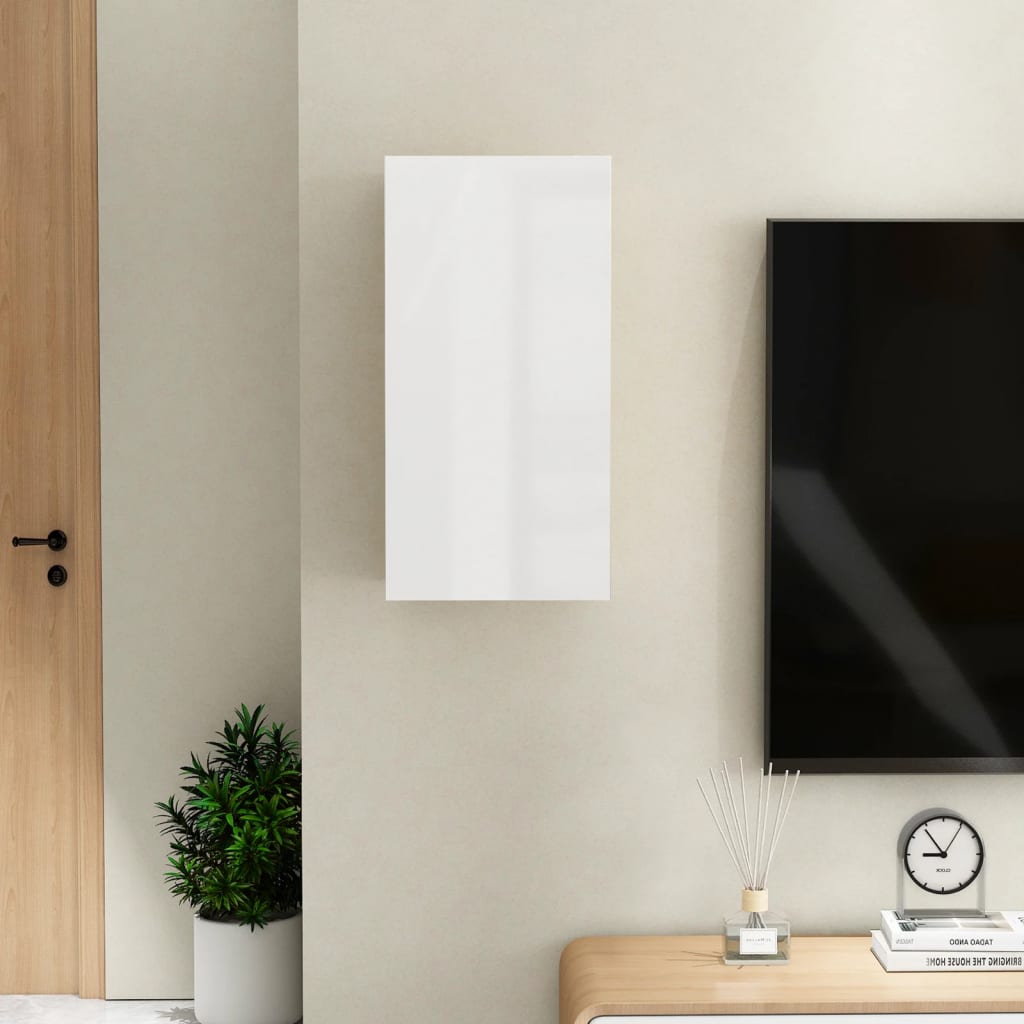 Meuble TV Blanc brillant 30,5x30x60 cm Aggloméré | meublestv.fr 10