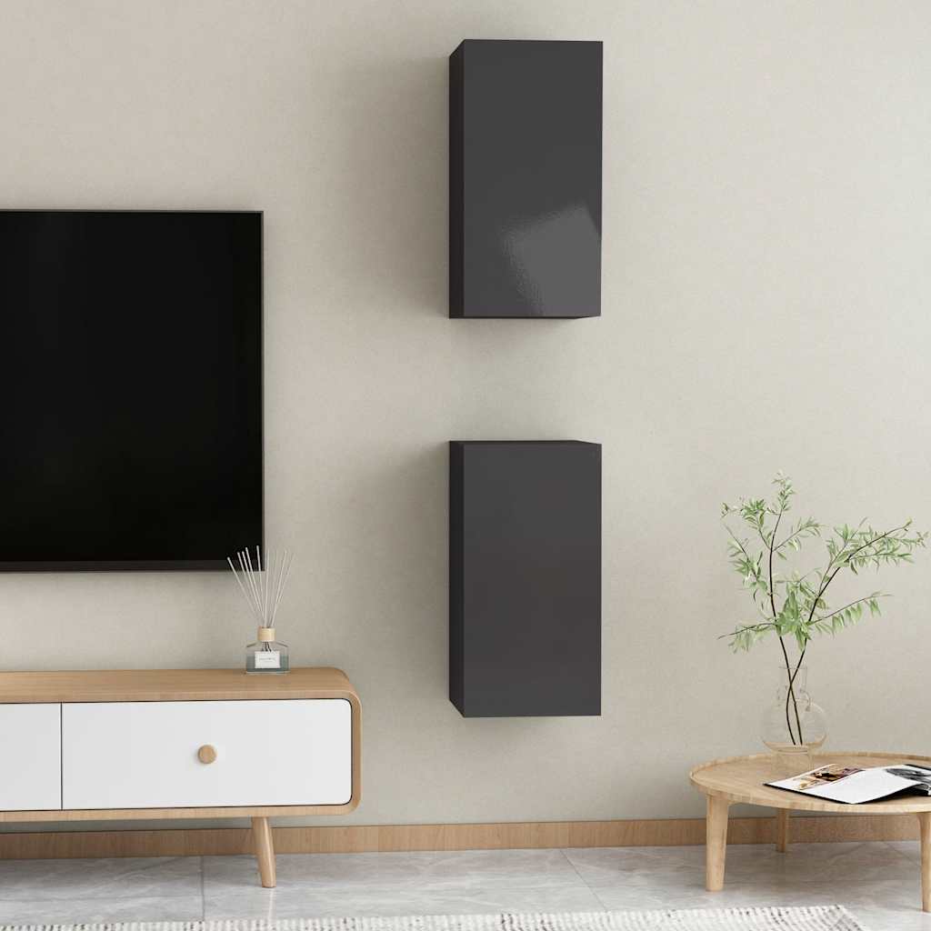 

vidaXL Tv-meubelen 2 st 30,5x30x60 cm spaanplaat hoogglans grijs