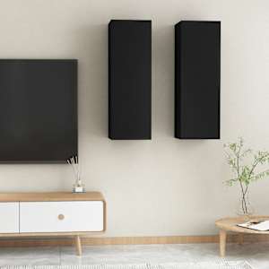 TV stolky 2 ks černé 30,5x30x90 cm kompozitní dřevo - obrázek 1