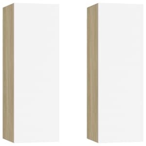 TV stolky 2 ks bílé a dub sonoma 30,5x30x90 cm kompozitní dřevo - obrázek 2