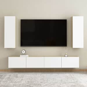 TV stolky 2 ks bílé a dub sonoma 30,5x30x90 cm kompozitní dřevo - obrázek 14