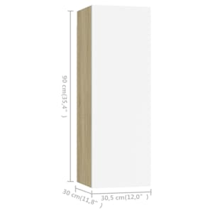 TV stolky 2 ks bílé a dub sonoma 30,5x30x90 cm kompozitní dřevo - obrázek 15
