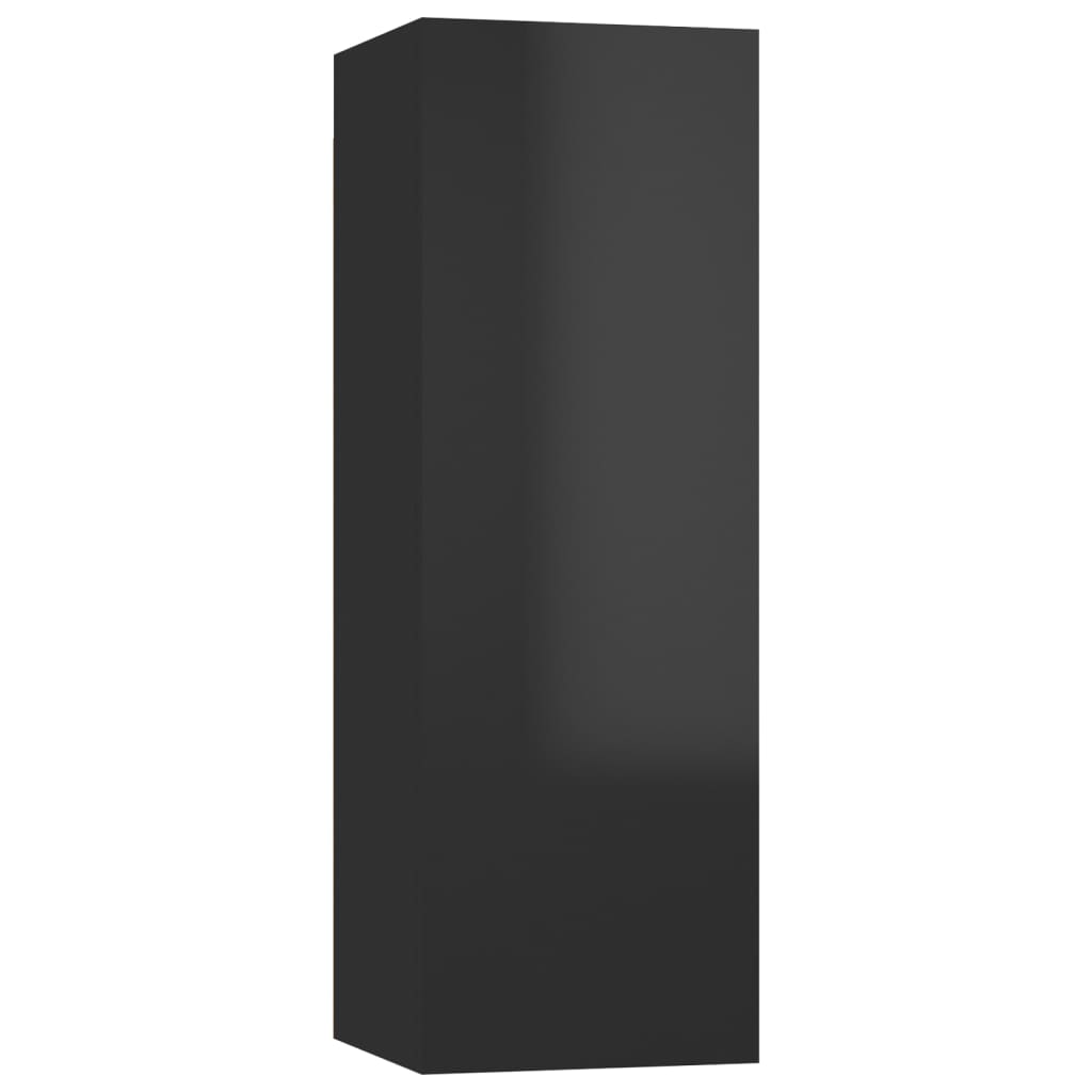 vidaXL TV Cabinets 2 pcs High Gloss Black 30.5x30x90 cm Engineered Wood