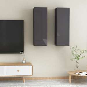 TV stolky 2 ks šedé s vysokým leskem 30,5x30x90 cm - obrázek 1