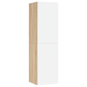 vidaXL TV spintelės, 2vnt., baltos/ąžuolo, 30,5x30x110cm, mediena