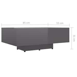 Konferenční stolek šedý vysoký lesk 85 x 55 x 31 cm dřevotříska - obrázek 6