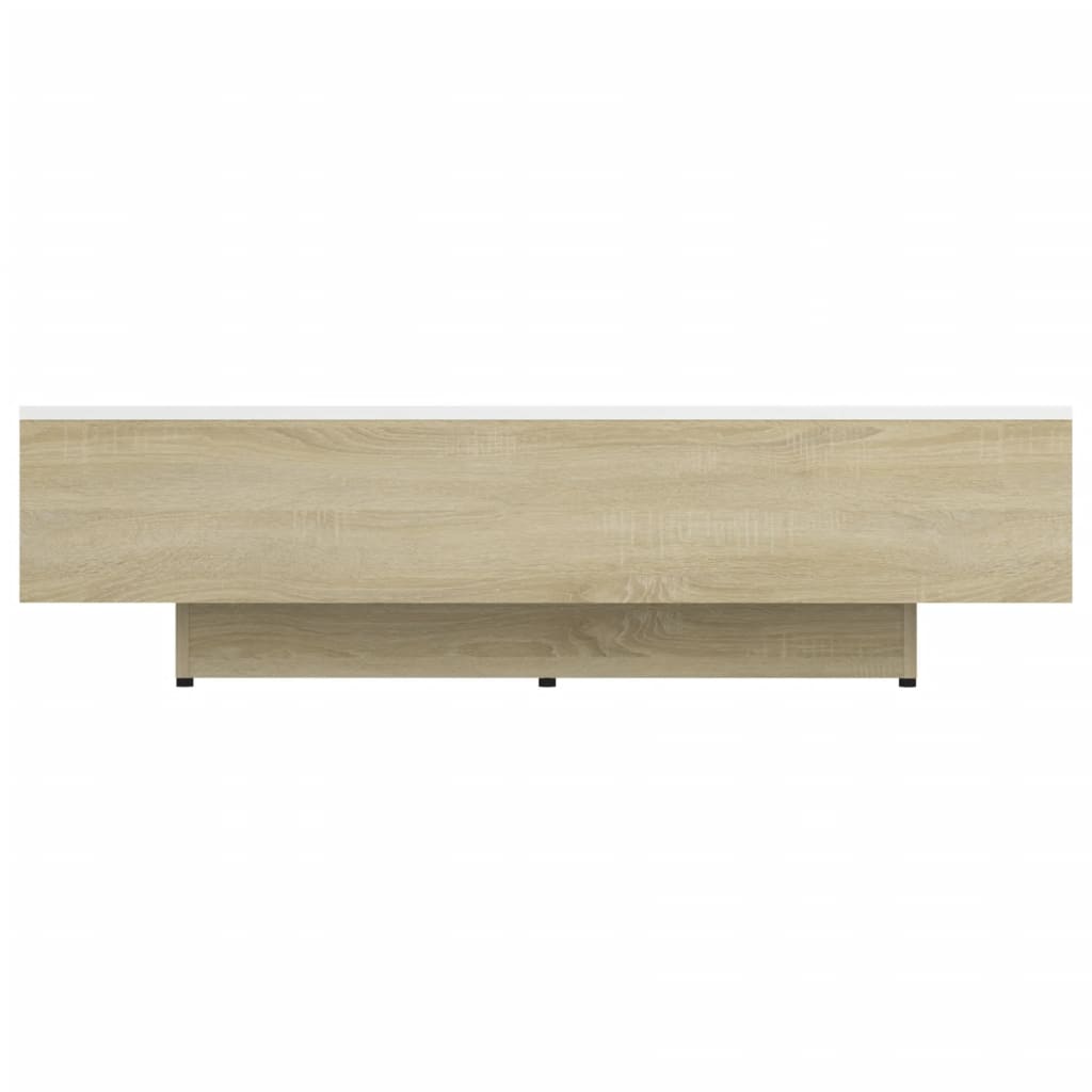 vidaXL Mesa de centro 115x60x31 cm contrapl. branco e carvalho sonoma