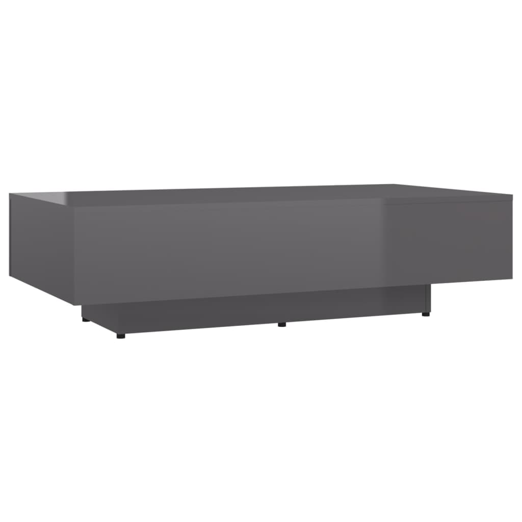 Konferenční stolek šedý vysoký lesk 115x60x31 cm dřevotříska