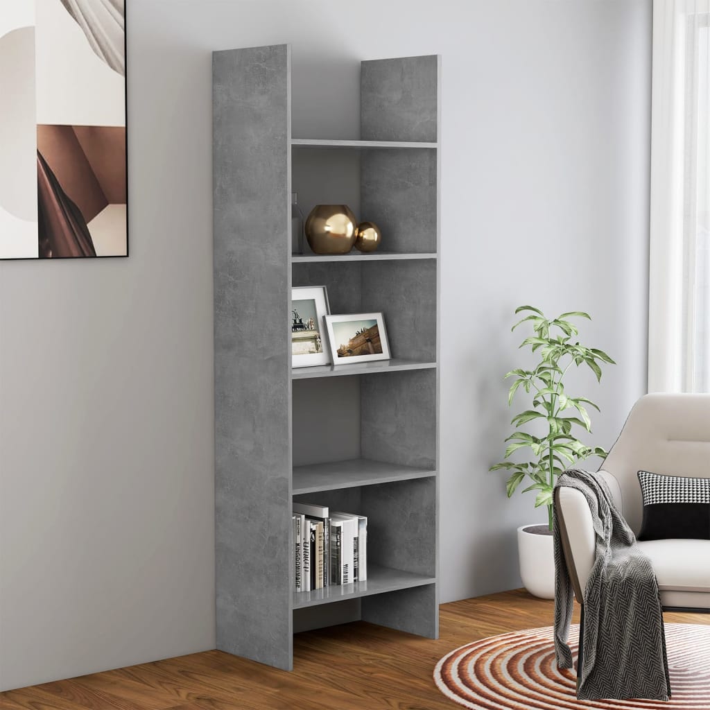 vidaXL Rega na ksiki, szaro betonu, 60x35x180 cm