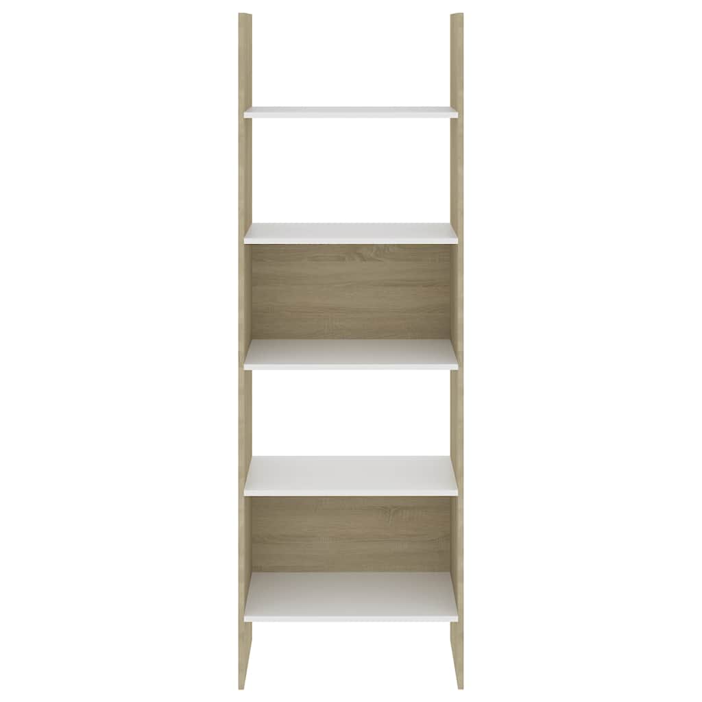 vidaXL Boekenkast 60x35x180 cm bewerkt hout wit en sonoma eikenkleurig afbeelding