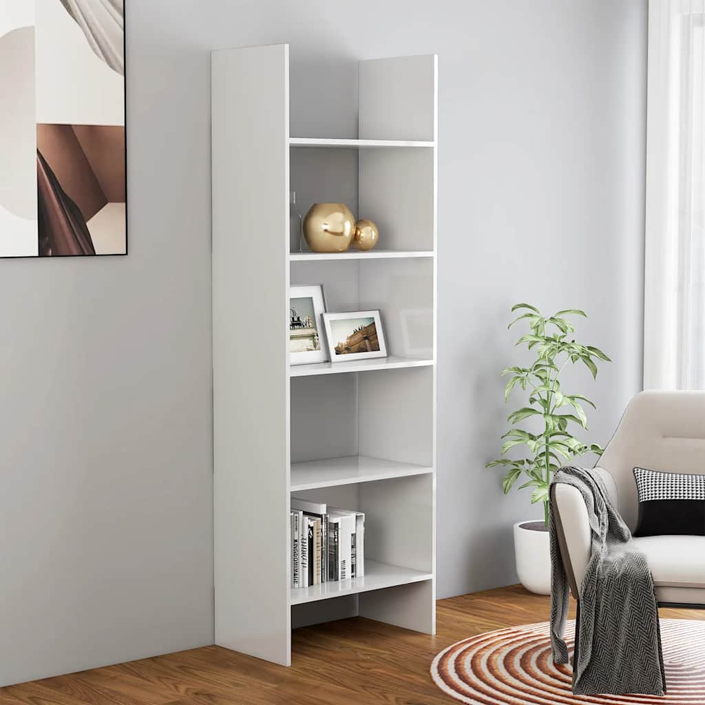 vidaXL Bibliotecă, alb extralucios, 60x35x180 cm, lemn prelucrat