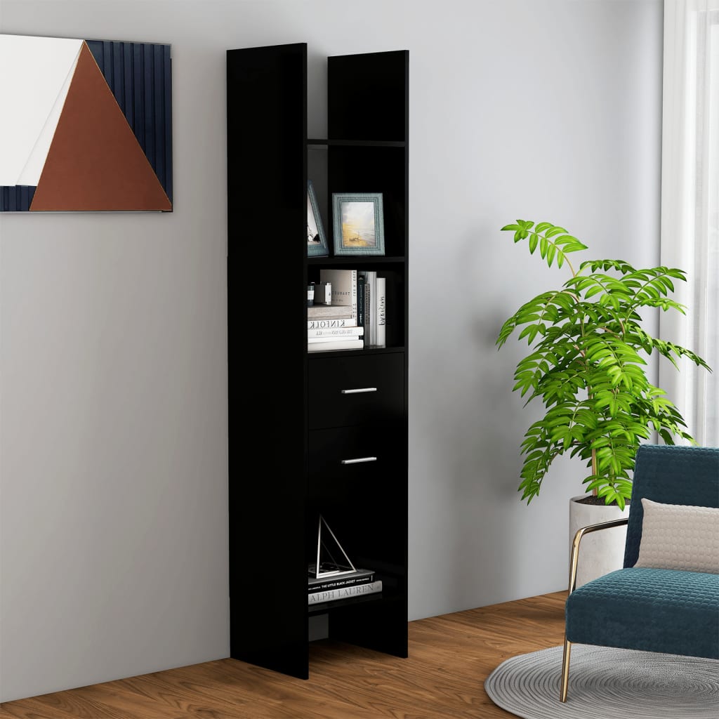 vidaXL Rega na ksiki, czarny, 40x35x180 cm, materia drewnopochodny