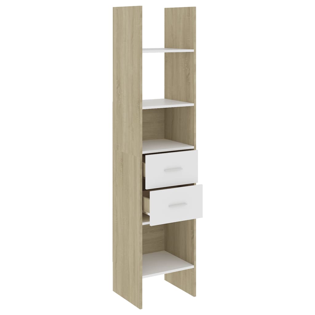 vidaXL Boekenkast 40x35x180 cm bewerkt hout wit en sonoma eikenkleurig