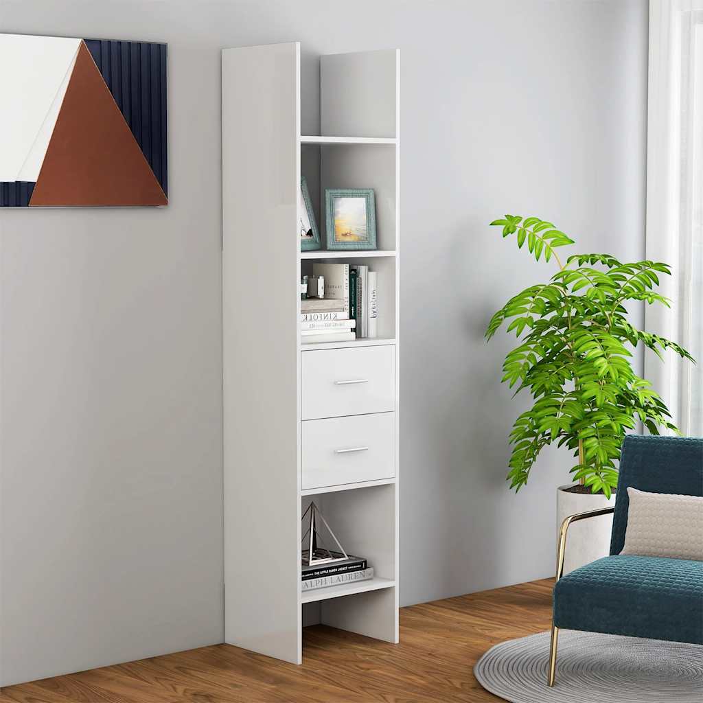 vidaXL Bibliotecă, alb extralucios, 40x35x180 cm, lemn prelucrat